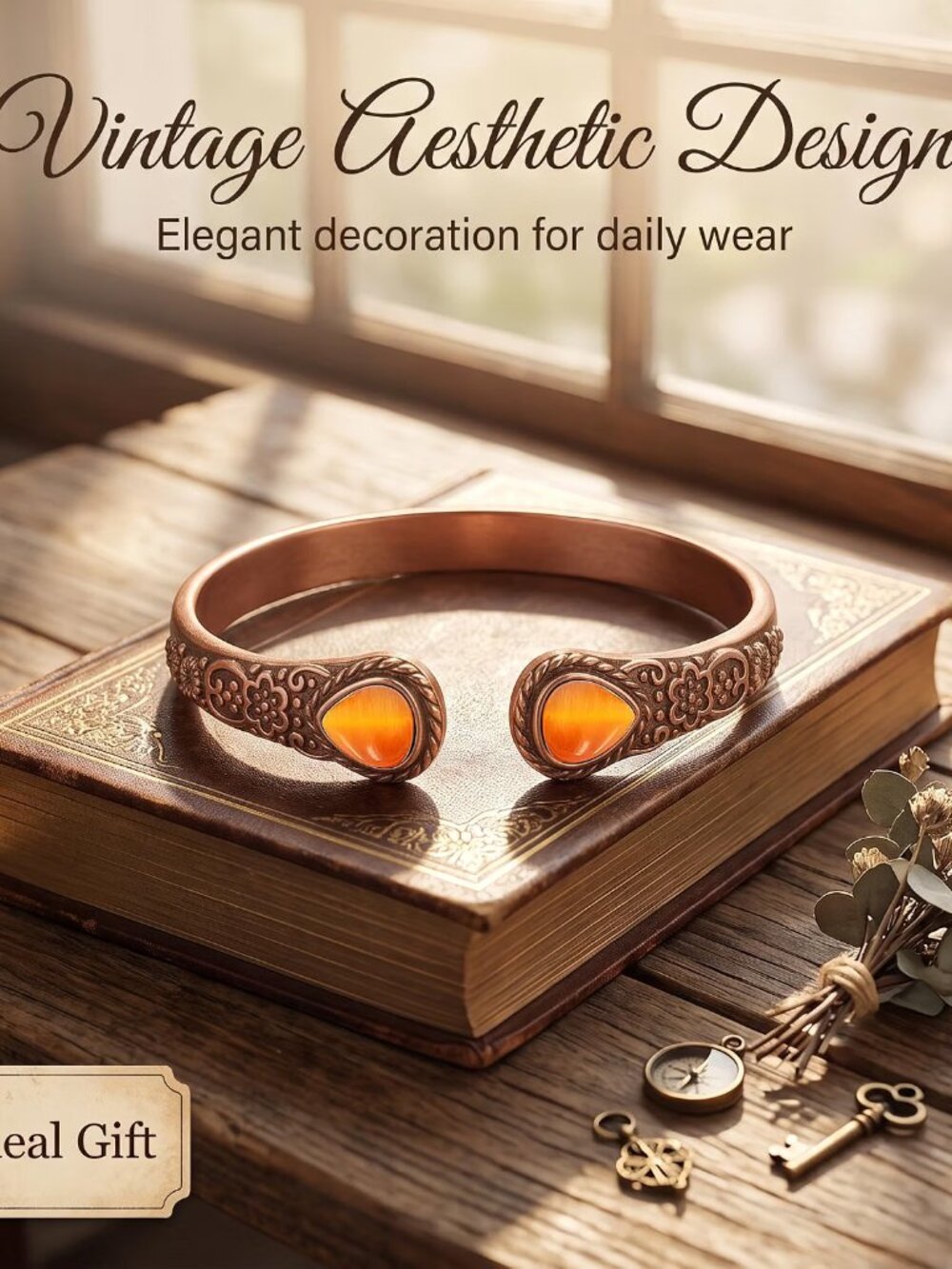 Vintage Flower Copper Bracelet
